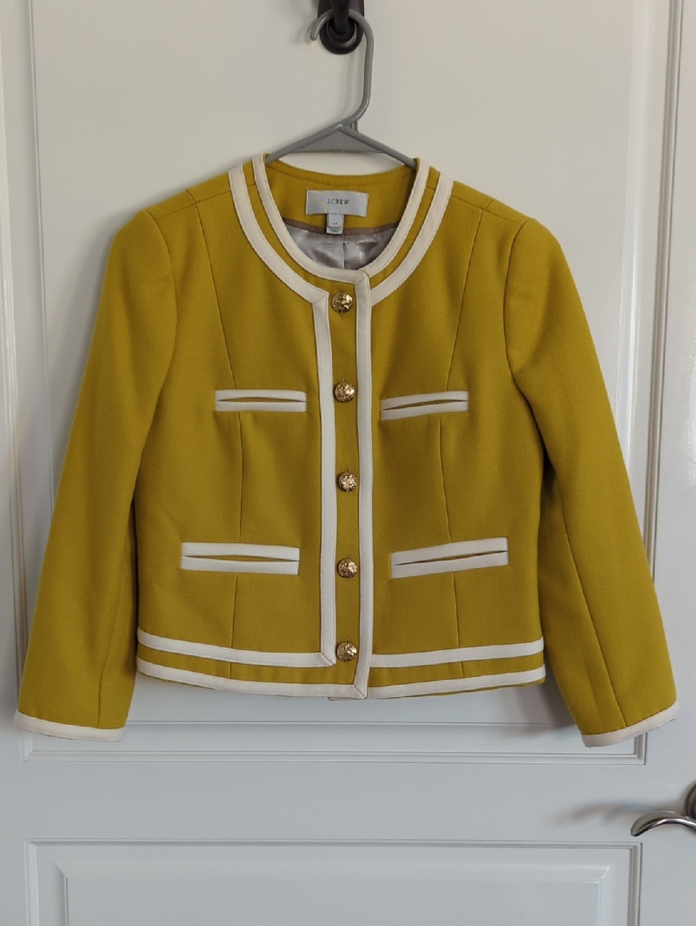NWOT J. Crew Double Serge Mustard Yellow Wool Lady Jacket 0P